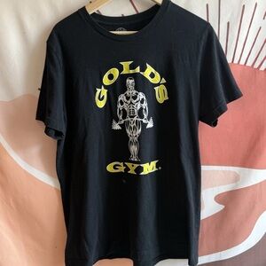 Vintage Men’s Black Shirt Short Sleeve Golds Gym T Shirt Size L Training